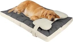 35"x23" Waterproof Faux Leather Large Dog Beds for Medium & Large Breed | Large Dog Bed for Crate with Detachable Bon...