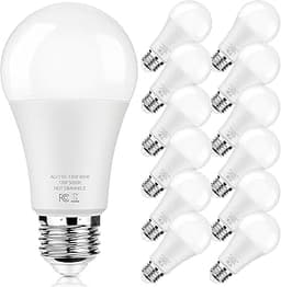 LED Light Bulbs 100W Equivalent 1500 Lumens, A19 13W 5000K Daylight White Non-Dimmable, Super Bright No Flicker Stand...