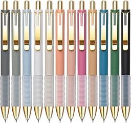 Linbsunne Gel Pens Black Ink Pen 0.5mm fine Point Pens Smooth Writing Retractable Office Supplies (12-count)