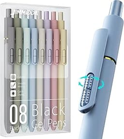 8Pcs Black Gel Pens - 0.7mm Medium Point Black Ink Pens | Smooth Writing - Quick Drying Retractable Pen for Men Women...