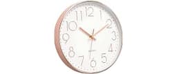 Foxtop 12" Modern Wall Clock Silent Battery Operated Rose Gold Clock | Non Ticking, Quartz, Round, Analog, Easy to Re...