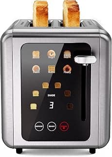 WHALL Full Touch Screen Toaster 2 Slice, Smart Toaster for Bread, Silver