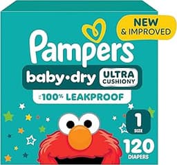 Pampers Diapers - Baby Dry - Size 1, 120 Count, Absorbent Disposable Infant Diaper (Packaging May Vary)