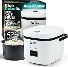 Rice Robot Personal Rice Cooker, PFAS-free, Nonstick. 1 Quart Capacity, with Stainless Steel Steamer Tray, Measuring ...