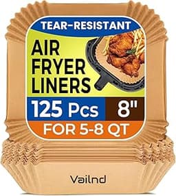 Air Fryer Paper Liners, 125Pcs Parchment Paper, Air Fryer Liners Disposable for Microwave, Non-Stick Air Fryer Liner ...