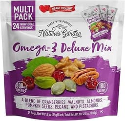 Nature's Garden Omega 3 Deluxe Mix - Trail Mix Nuts, Heart Healthy, Gluten Free, Cholesterol Free, Sodium Free, No Ar...