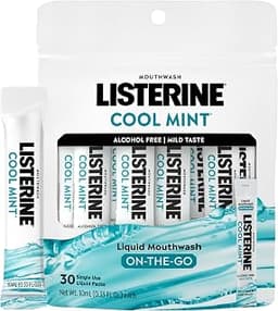 Listerine Alcohol Free Mouthwash Packets, Cool Mint, 0.33 fl. oz, 30 Pack