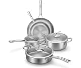 Tumzak Titanium Cookware Set, 8-Piece Pots and Pans Set, Non-Stick Hammered Pro Titanium Pan with Lid, PFAS/PFOA/PTFE...