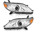 WEELMOTO Headlights Assembly Compatible with 2011-2020 Toyota Sienna Headlamp Replacement Chrome Housing Amber Reflec...