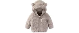AiWMGL Toddlers Kids Boys Girls 3T Winter Coat with Fold-Over Mittens Fleece Jacket Outwear Warm Clothes Overcoat Pin...