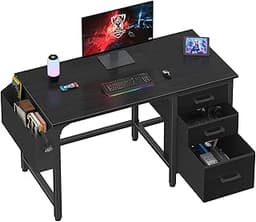 Lufeiya Computer Desk with File Drawers Cabinet, 47 Inch Reversible Home Office Desks with Filing Cabinet for Small S...