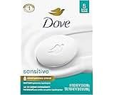 Dove Beauty Bar Soap Sensitive, 8 Bars for Sensitive Skin, Fragrance Free and Hypoallergenic 3.75 oz