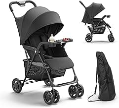 Lightweight Umbrella Stroller, Travel Stroller with Near-Flat Recline & Snack Tray, Compact Folding with One Hand, UP...
