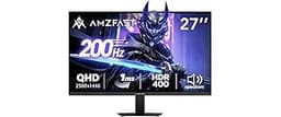 Amzfast 27 Inch 200Hz WQHD (2560 x 1440) Fast IPS Gaming Monitor, Built-in Speakers, 1ms G-SYNC Compatible, HDR400, 1...