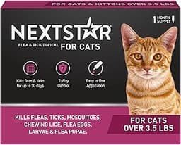 NextStar Flea & Tick Topical Cats 3.5 lbs+, 7-Way, 1-Month | Ideal for Cats 3.5 lbs+; Kills Fleas, Ticks, Mosquitoes ...