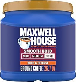 Maxwell House Smooth Bold Dark Roast Ground Coffee, 26.7 oz Canister
