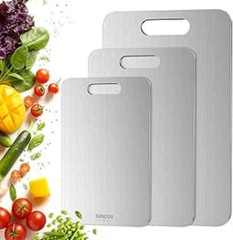 Titanium Cutting Board Set of 3, 100% Double-Sided Titanium Cutting Boards for Kitchen, Dishwasher Safe Non-Toxic Cho...