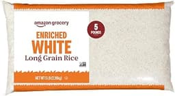 Amazon Grocery, Enriched White Long Grain Rice, 5 Lb