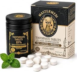 MasterMedi Toothpaste Tablets with 10% Nano-Hydroxyapatite (nHa) | 62 Tablets | Fluoride Free & SLS Free Toothpaste |...