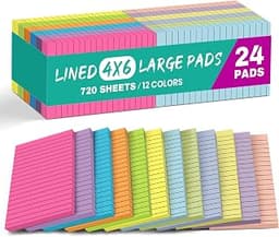 Taja Lined Sticky Notes, 4 x 6 Inches, 24 Pads, 30 Sheets/Pad, Bright