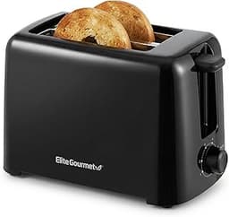 Elite Gourmet 2-Slice Cool Touch Toaster – 6 Browning Levels, Extra Wide 1.25” Slots for Bagels & Thick Bread, Cancel...