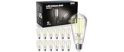 TJOY 12 Pack E26 Base Vintage LED Edison Light Bulbs, 60W Equivalent Dimmable, 4000K Natural White, 8W ST58 LED Filam...