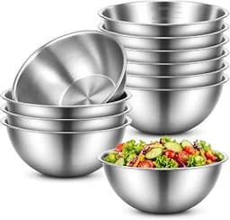 MySHUCE12Pcs Stainless Steel Mixing Bowls with Graduations for Kitchen Home | Metal Serving Salad Bowls Reusable Baki...