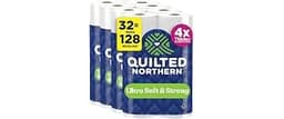 Quilted Northern Ultra Soft & Strong Toilet Paper, 32 Mega Rolls = 128 Regular Rolls, 4X Stronger*, Premium Soft Toil...