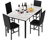 Hooseng Kitchen Table Set 5 Piece Dining Room Table Set Marble Dining Table 4 Chair Dining Table Set for Kitchen Livi...