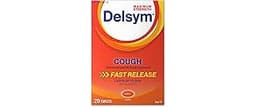 Delsym Maximum Strength Cough Suppressant, Over-The-Counter Medication for Cough, Fast Release Caplets with Dextromet...