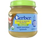 Gerber Stage 2 Organic Apple Spinach Zucchini Baby Food, 4 Oz, 10 Pack | Stage 2 organic fruit and veggie puree; appl...