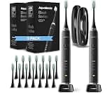 Aquasonic Black Series Ultra Whitening Toothbrush – ADA Accepted Electric Toothbrush- 8 Brush Heads & Travel Case – 4...