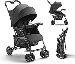 Lightweight Umbrella Stroller, Travel Stroller with Near-Flat Recline & Snack Tray, Compact Folding with One Hand, UP...