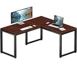 SHW 55 x 60 Commercial-Grade L-Shape Corner Office Computer Desk, Cherry | 10-Year Limited Warranty