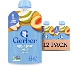 Gerber Stage 2 Apple Pear Peach Pouch, 3.5 Oz, 12 Pack | Stage 2 pouch; 2 servings of fruit; no added sweetener or ar...