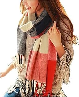 Loritta Winter Scarf for Women, Long Plaid Shawl Wraps Scarves Gifts