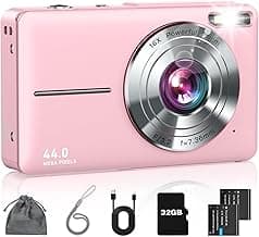 Lecran Digital Camera, FHD 1080P Point and Shoot Camera for Kids Teens Starters, with 32GB Card 16X Zoom Anti Shake D...