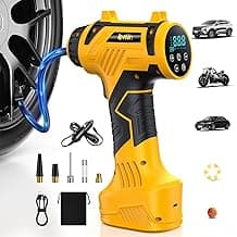 Tire Inflator Portable Air Compressor Built-in Battery - Corded/Cordless Tire Inflator - 9600 mAh & 12V DC, 2X Faster...