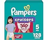 Pampers Diapers - Cruisers 360 - Size 5, 128 Count, Babyproof up to 100% Leakproof Pull-On Diaper