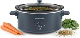 Hamilton Beach 6 Quart Slow Cooker With Space-Saving Folding Handles | 3 Heat Settings | Dishwasher Safe Stoneware Cr...