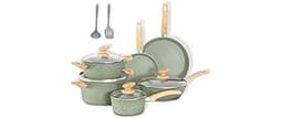 DishDelight Green Induction Pots and Pans Set, 12 Piece Cooking Pot and Pan Set Nonstick, Granite Kitchen Cookware Se...