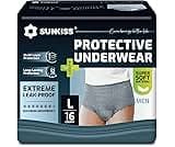 SUNKISS Incontinence Underwear for Men,Daytime Disposable Adult Pull Ups,Mens Protective Briefs with Maximum Absorben...