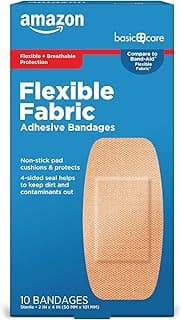 Amazon Basic Care Flexible Fabric Adhesive Bandages, XL (2 in x 4 in), Non-Stick Pad for Cuts & Scrapes, 4-Sided Seal...