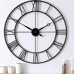 CLXEAST 30 Inch Large Wall Clock Modern, Oversized Roman Numeral Decorative Black Metal Wall Clock for Living Room De...