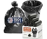 Delxo 55-60 Gallon Trash Bags, 150 Count, 40×54'' Large Black Garbage Bags – Light-to-Medium Duty Star-Seal Can Liner...