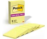 Post-it Super Sticky Lined Notes, 5 Sticky Note Pads, 4 x 6 in., School Supplies for Students, Ideal for Textbooks, N...