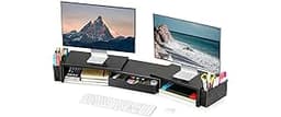 Spacrea Metal Desk Organizers and Accessories, Dual Monitor Stand Riser with Drawer and 2 Pen Holders, Book Racks, De...