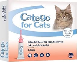 Catego Flea and Tick Prevention for Cats - Cat Flea Treatment Topical Drops, Fast Acting Flea & Tick Control Drops, O...