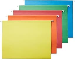 Amazon Basics Hanging File Folders with Adjustable Tabs, Sturdy Expandable Document Organizer, Letter Size, Assorted ...