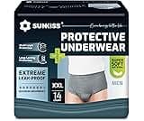 SUNKISS Incontinence Underwear for Men,Daytime Disposable Adult Pull Ups,Mens Protective Briefs with Maximum Absorben...